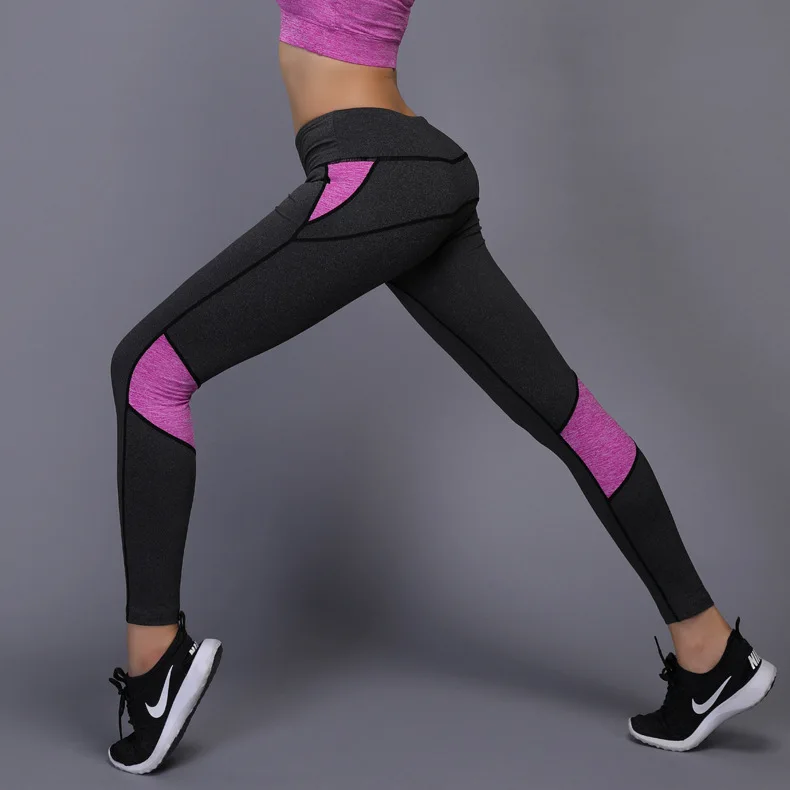 purple Спортивные женские леггинсы с эффектом пуш-ап, леггинсы для фитнеса, бега, спортивные штаны с высокой талией размера плюс, леггинсы для спортзала, йоги, спортивные женские леггинсы для фитнеса - Цвет: purple