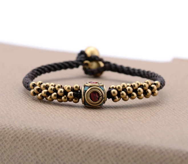 Новинка ручной работы непальский Шарм латунные бусины вощеный браслет дружбы