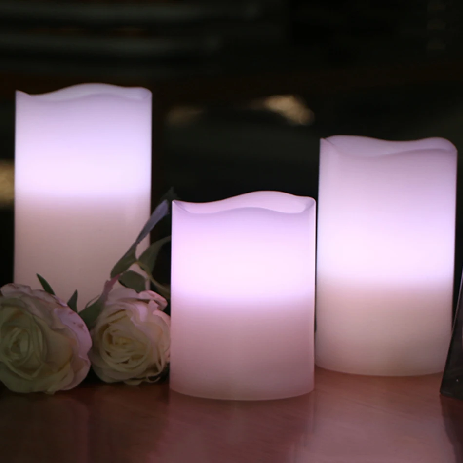 Беспламенная светодиодная восковая свеча RGB изготовленная из парафина 3