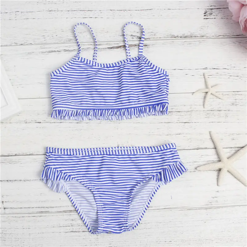 Купальник falbala для девочек детский купальник бикини в полоску 2018 г. милый A90|Купальники| |