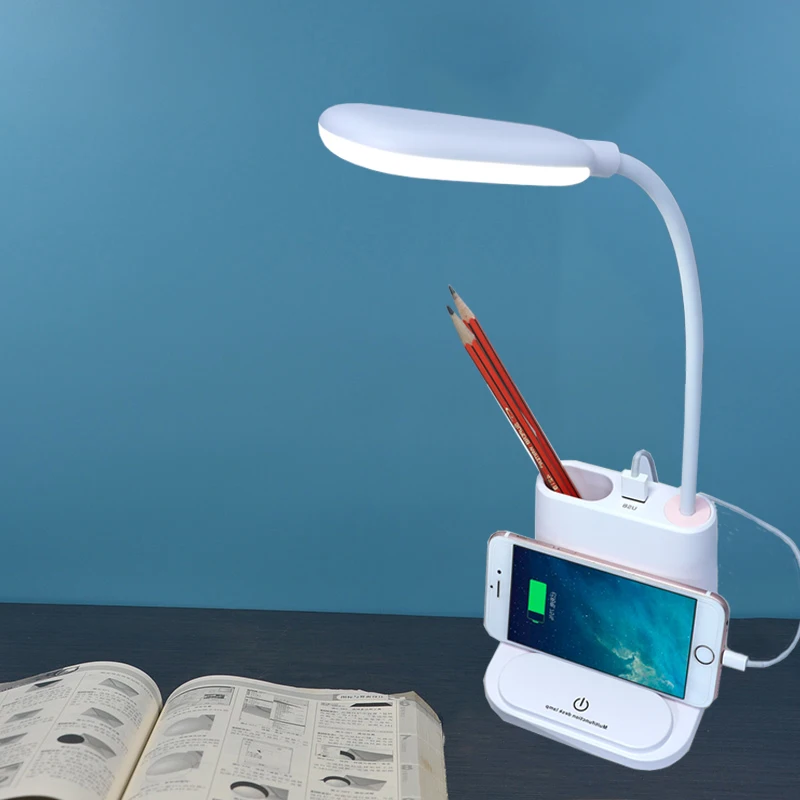 Настольная лампа перезаряжаемая USB светодиодная зарядка Гибкая книжная для
