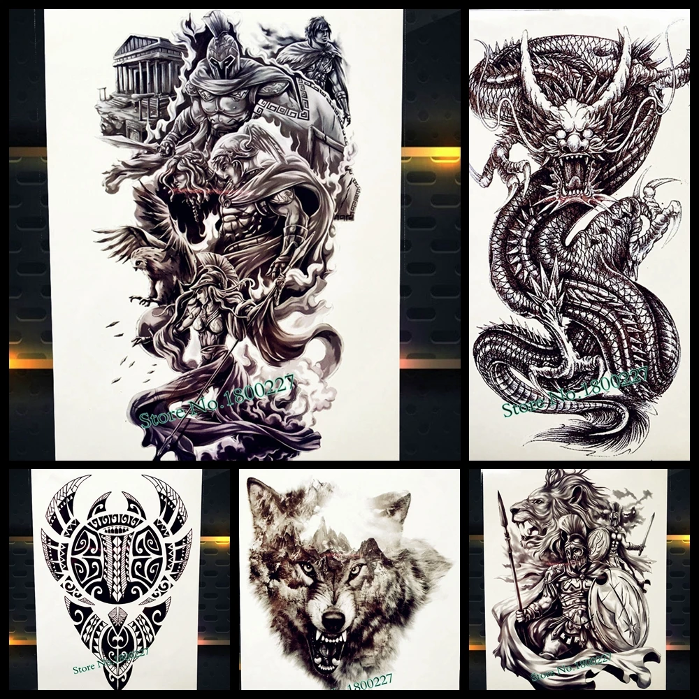 Временная татуировка воина войны Греческий миф герой Спарты водостойкая