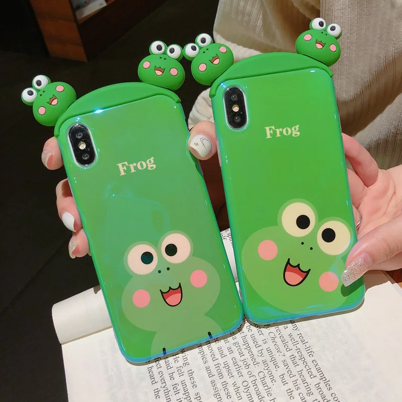 For iPhone XS max XR X Cute 3D Green frog Cony rabbit bear Ryan phone Cases iphone 8plus 8 7 6 Plus Apeach soft back cover |