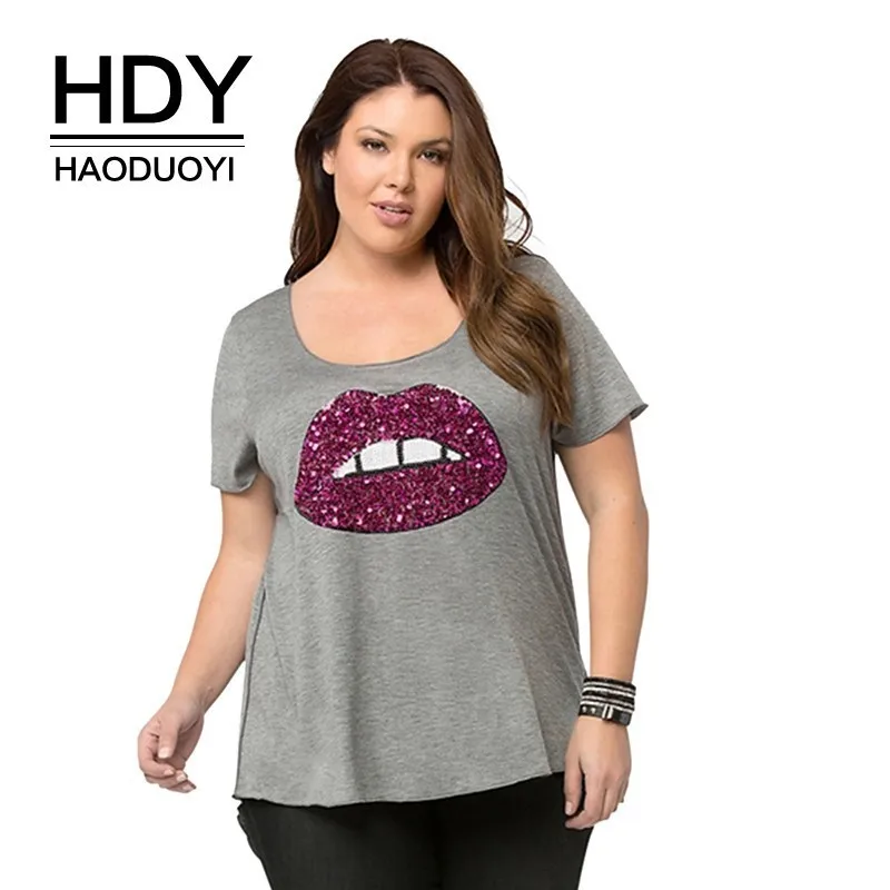 Женская футболка с коротким рукавом HDY Haoduoyi Повседневная Свободная большого