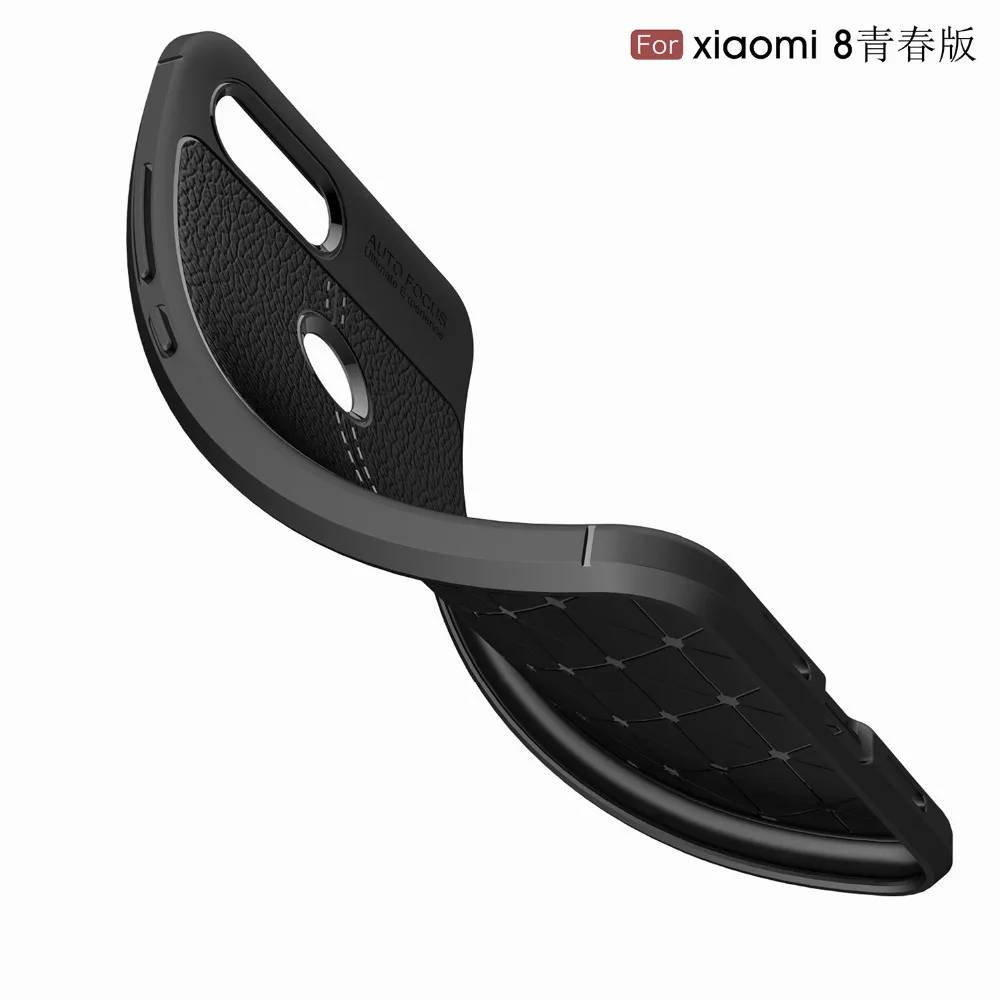 For Xiaomi Mi 8 Lite Case Mi8X Fundas Leather Texture Silicone Soft TPU Back Cover for Youth |
