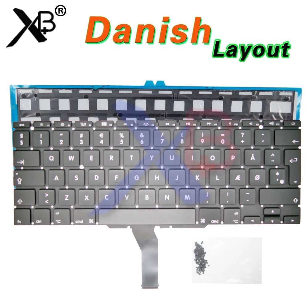 

For A1370 A1465 DK Denmark keyboard/Backlight Backlit+100pcs keyboard screws For MacBook Air 11.6" A1370 A1465 2010-2017 Years