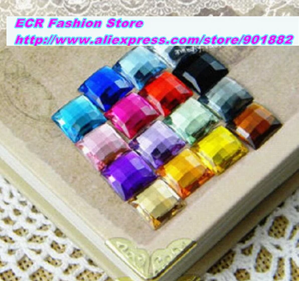 

1,000pcs/Bag 14mm Flat Back Square Shape Acrylic Rhinestones,Acrylic Plastic 3D Nail Art / Garment /Jewelry Rhinestone