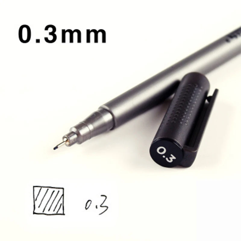 0.3mm 1 шт., фирменные ручки с крючками, перманентные ручки, маркеры для рисования, для рисования, краски, ручки для рисования, для студентов, школьные товары для рукоделия, 9 размеров - Цвет: 0.3mm