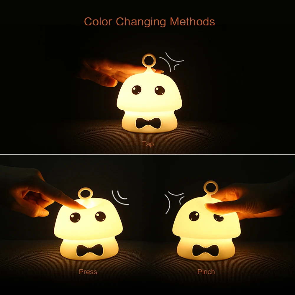 Высокое качество LED милый грибок атмосферная лампа с USB зарядкой и детская