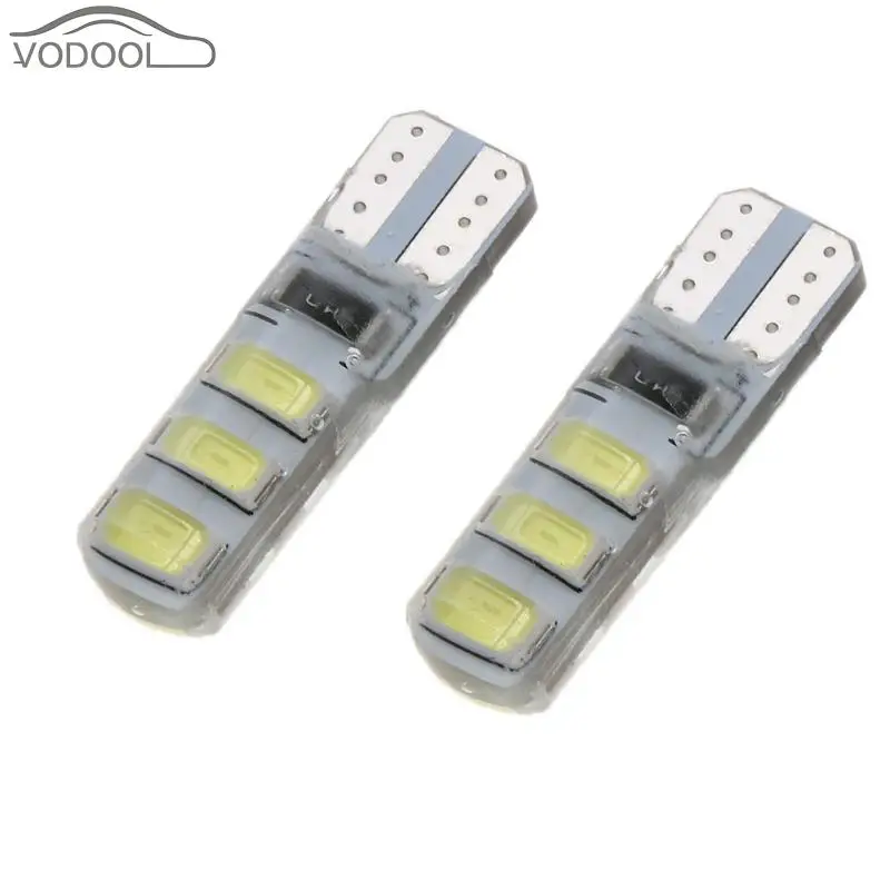 Комплект из 2 предметов, 5 Вт, 6 Вт, светодиодный s 5730 SMD W5W T10 автомобиля широкая лампа подсветки лампы силиконовый светодиодный Автомобильный свет-излучающая Диодная лампа габаритного фонаря 6000 K