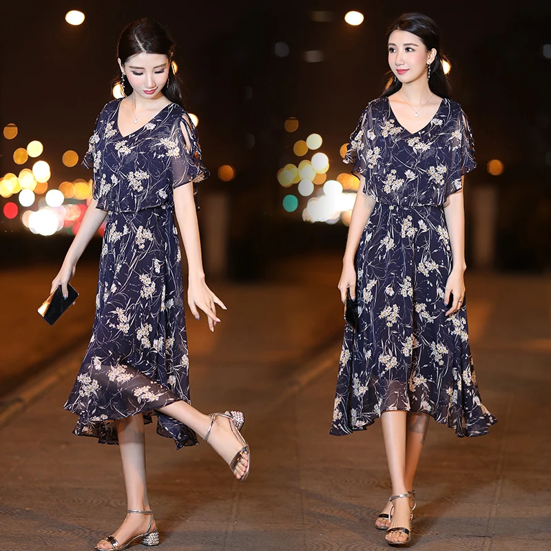 2XL плюс размер Летний шифоновый цветочный сарафан Boho 2019 корейский элегантный