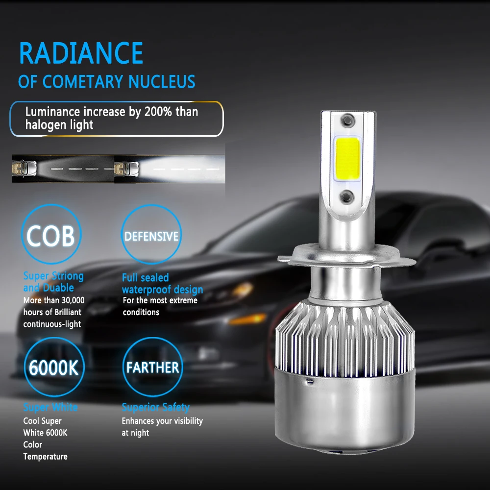 Автомобильные лампы для Фар H4 H7 LED H1 H3 H11 H13 H27 9004 9005 9006 9007 Для Citroen C3 C4 C5 C6 C-Crosser Xsara - Фото №1