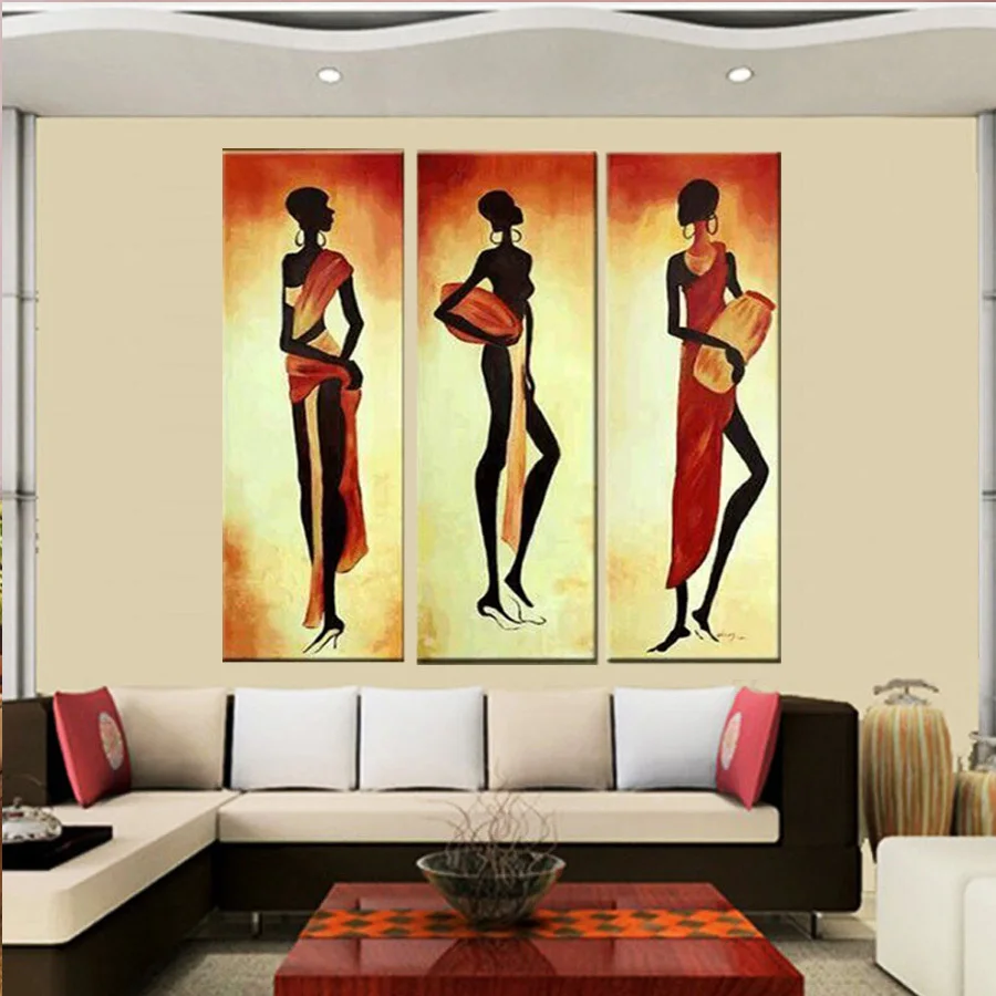 Горячая 3 шт./компл. абстрактные современные Фигурки для девочек картина маслом