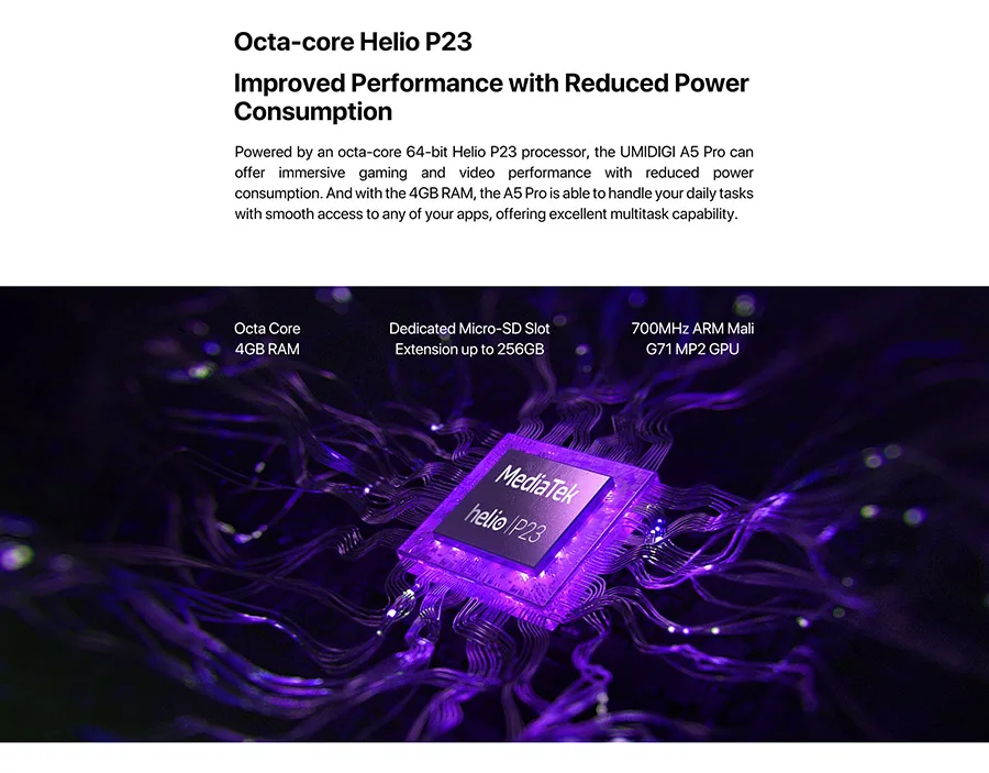 Global Version UMIDIGI A5 PRO Android 9.0 Octa Core 6.3'' FHD+ Waterdrop 16MP Triple Camera 4150mAh 4GB RAM 4G Mobile Phone