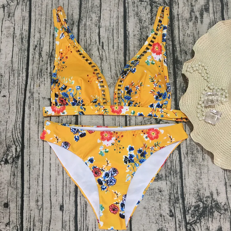2018 Newest Micro Bikini Swimwear Women Swimsuit Bathing Suit Brazilian Bikinis Set Floral Printed Padded Beachwear |