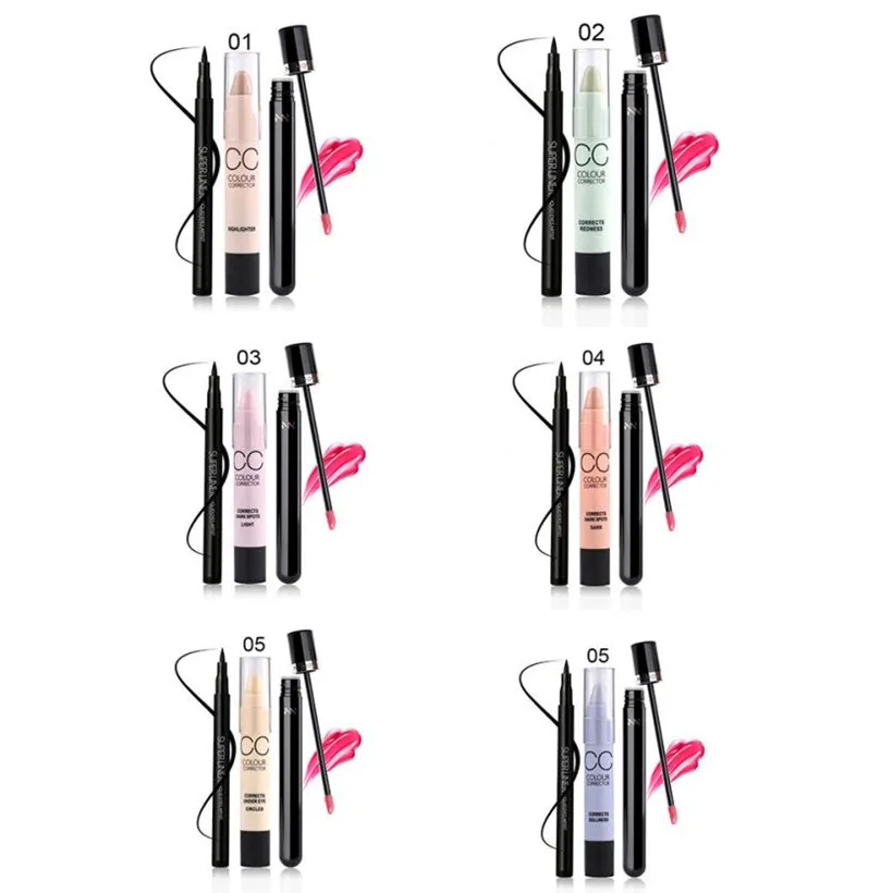 Menow Waterproof Eyeliner Pen Concealer Stick Matte Lip Gloss Make Up Set SP27 |