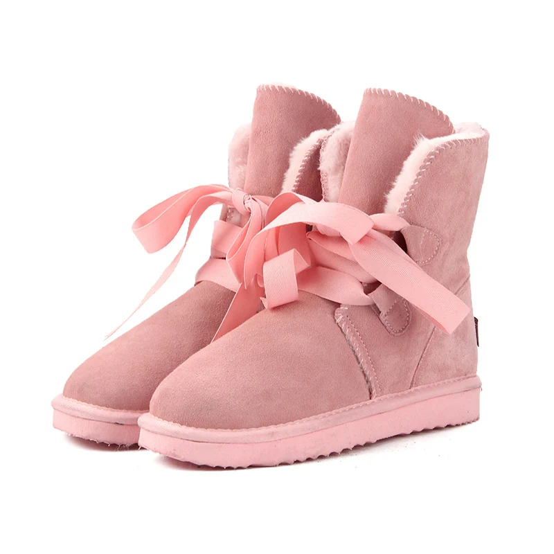 Light Pink MBR FORCE/Новинка; Модные женские зимние ботинки наивысшего качества; зимние ботинки из натуральной кожи; теплые женские ботинки; 12 цветов; американские размеры 3-13 - Цвет: Light Pink