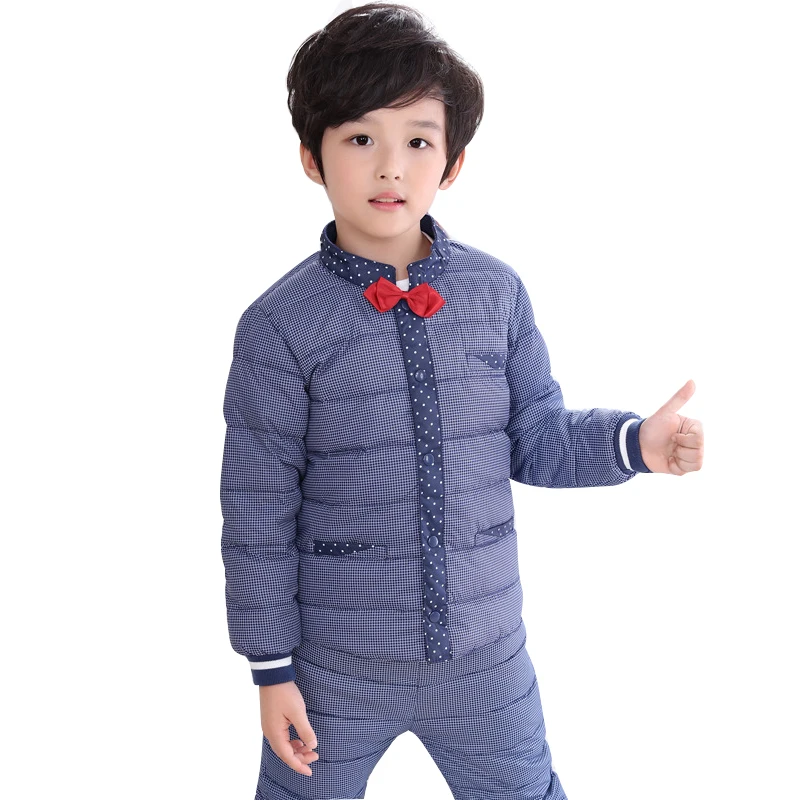 Зимняя одежда для мальчиков и девочек комплект одежды куртка пуховик+ брюки