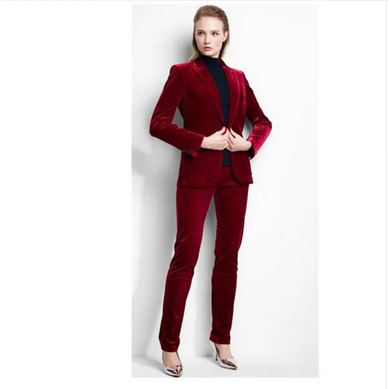 Женский вельветовый костюм с длинными рукавами деловой в западном стиле для
