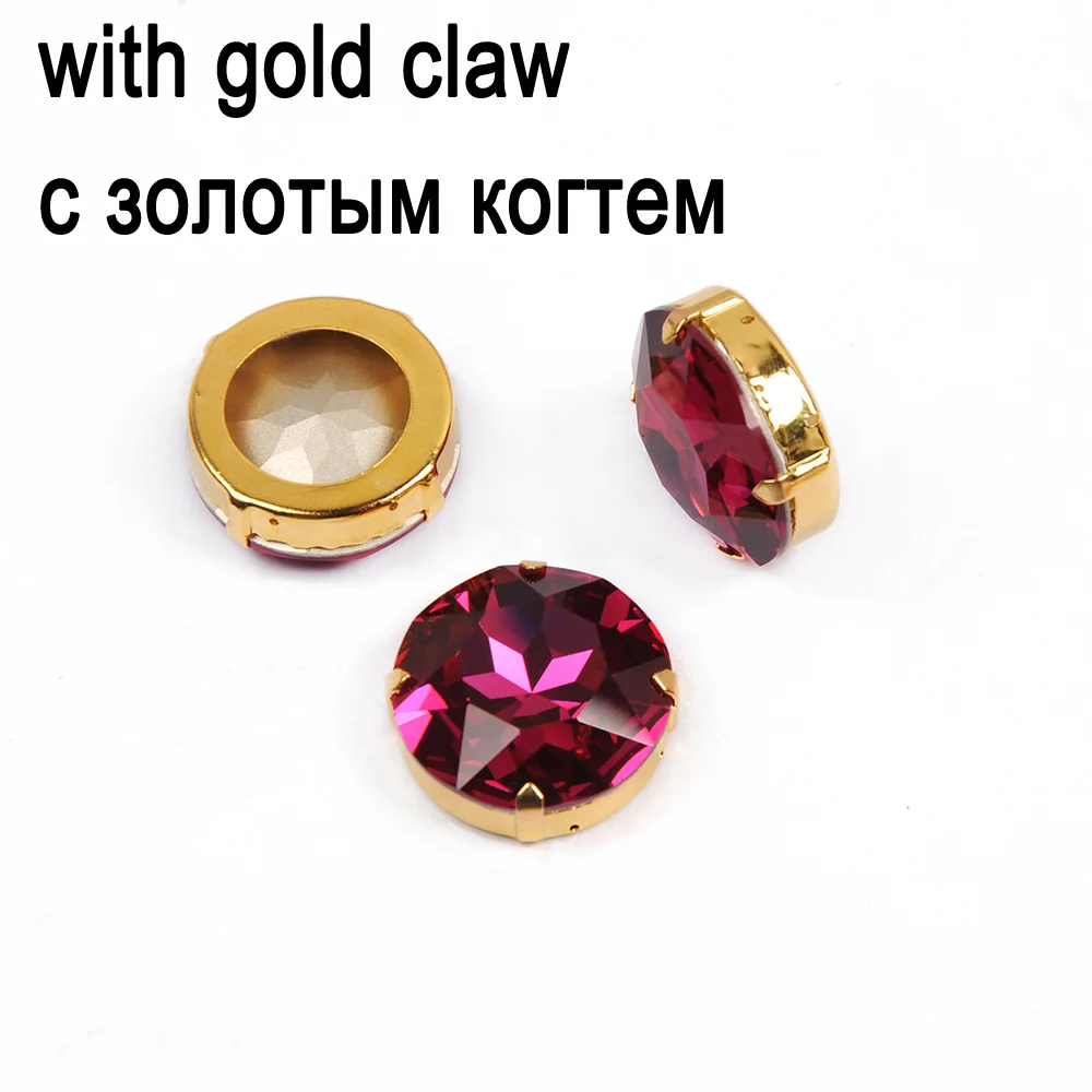 27 мм фуксия Швейные Стразы Rivoli прозрачные стеклянные стразы с когтями для изготовления ювелирных изделий - Цвет: crystal with gold
