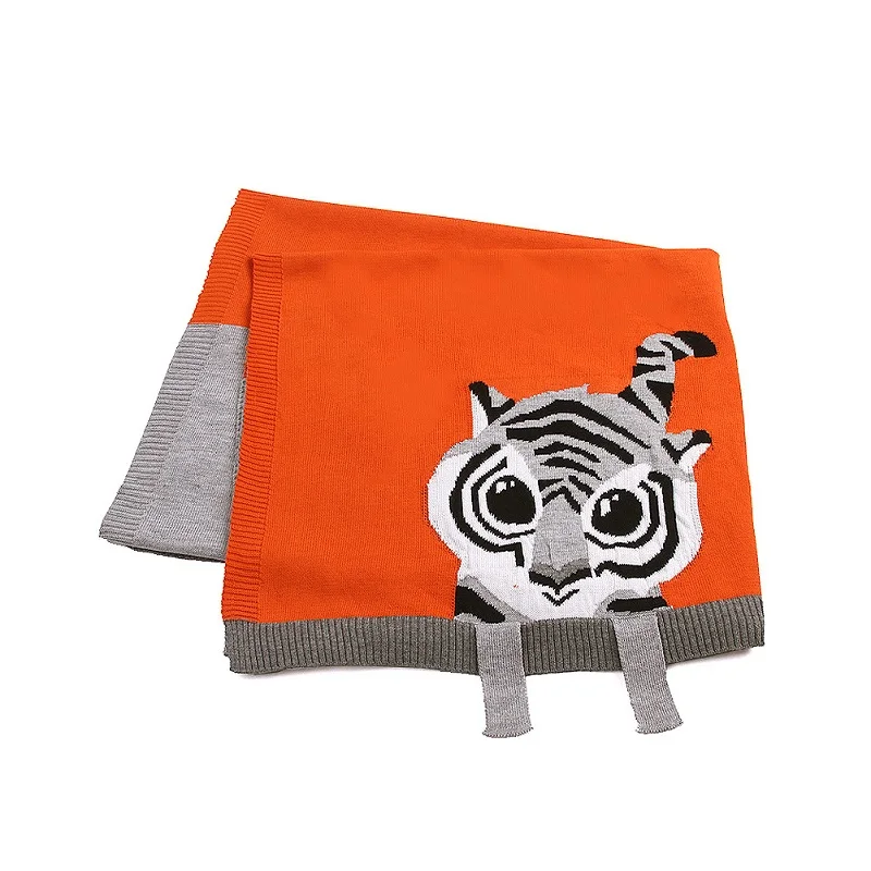 82W378 Orange Детское одеяло s новорожденное трикотажное хлопковое летнее Пеленальное Одеяло для девочек и мальчиков с тигром одеяло cobertor Infantil wrap ежемесячное детское одеяло - Цвет: 82W378 Orange
