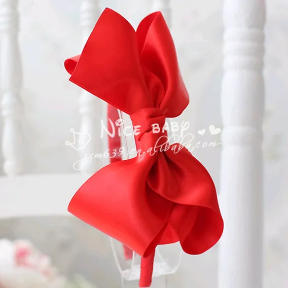 1Pcs. большой бутик красной лентой Лук hairband Дети принцессы вечерние луки Hairbands аксессуары для волос хороший обруч для волос девушка застежка - Цвет: Красный