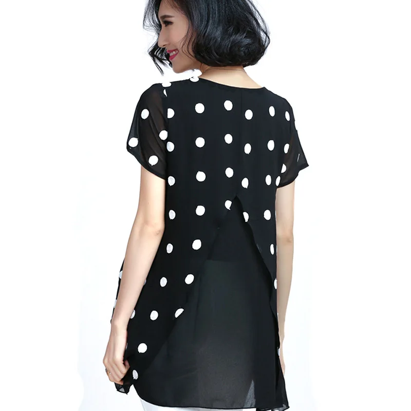 Plus Size 4XL Women Loose Blouses Short Sleeve 2016 Summer Chiffon Shirt Long Style Female Clothes Chemise Femme TY47 |