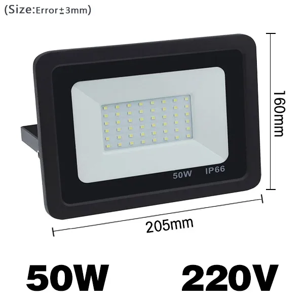 LED Flood light 50W Датчик движения, светодиодный прожектор 100 Вт, 50 Вт, 30 Вт, 20 Вт, 10 Вт, светодиодный прожектор, прожектор для улицы, 220 В, IP66, наружная настенная лампа, прожектор - Испускаемый цвет: LED Flood light 50W