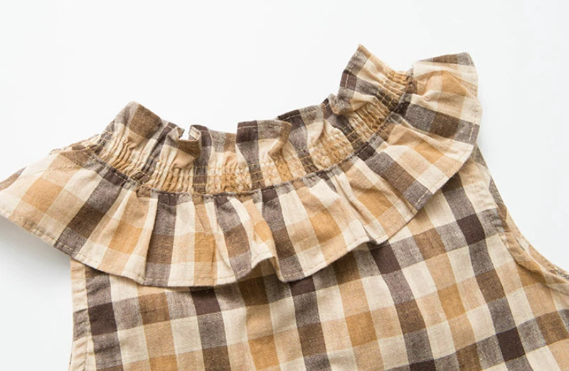 Детские комплекты одежды для девочек Лето 2020 клетчатые топы без рукавов +