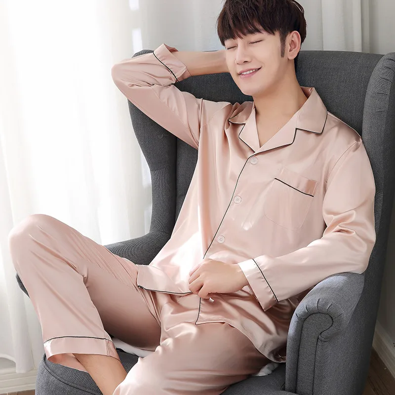 Фиолетовая Мужская пижама 2 предмета рубашка штаны пижамные комплекты для сна