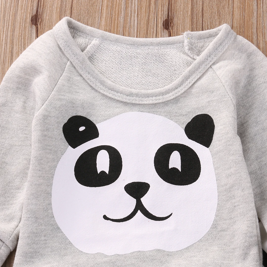 2Pcs Cute Newborn Infant Baby Boy Girl Panda Long Sleeve T-shirt Striped Pants Outfit Clothes Set | Детская одежда и обувь