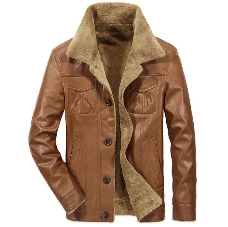 Новые брендовые кожаные куртки для мужчин Jaqueta De Couro Masculina Мужская Флисовая теплая