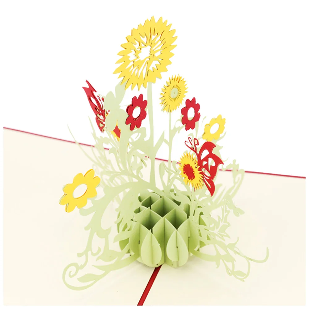 UESH-3D pop up birthday card postcard gift sun flower Sunflower | Дом и сад
