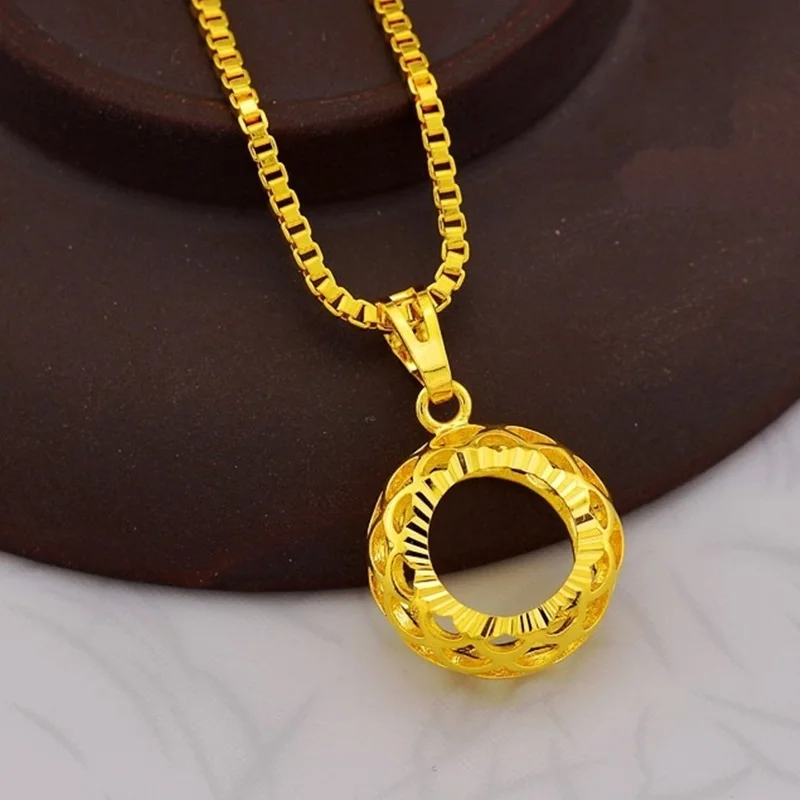 Ожерелье OMHXZJ из желтого золота 24 карата с подвеской в европейском стиле | Шармы