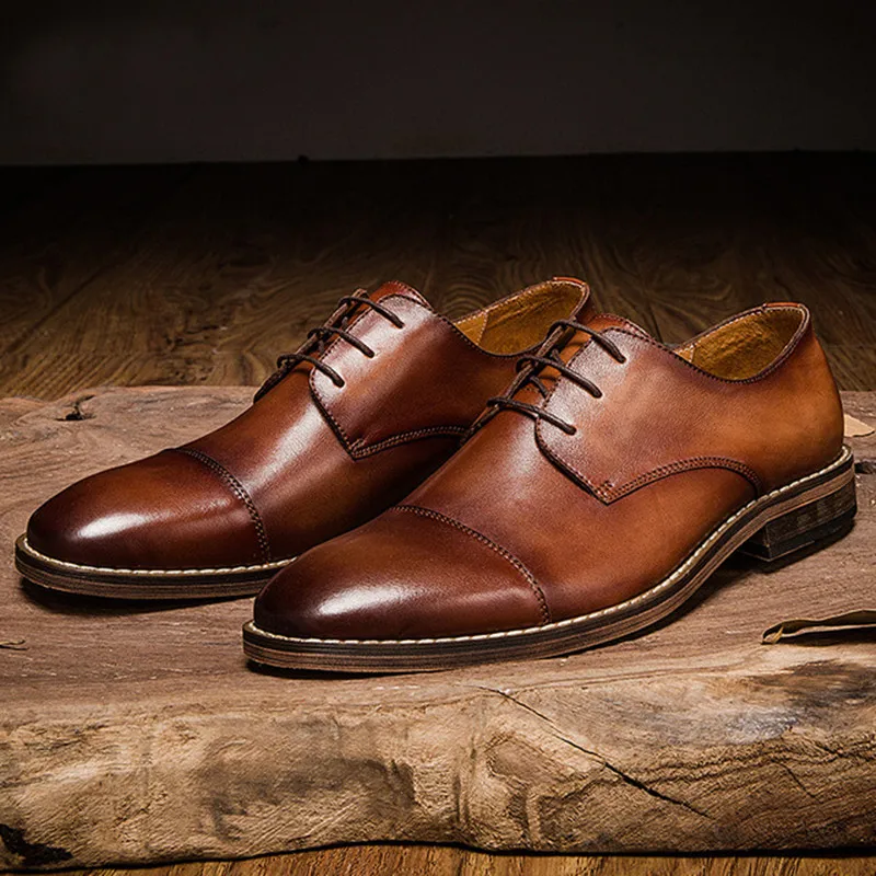 Мужские туфли оксфорды из натуральной кожи на плоской подошве|Туфли| |