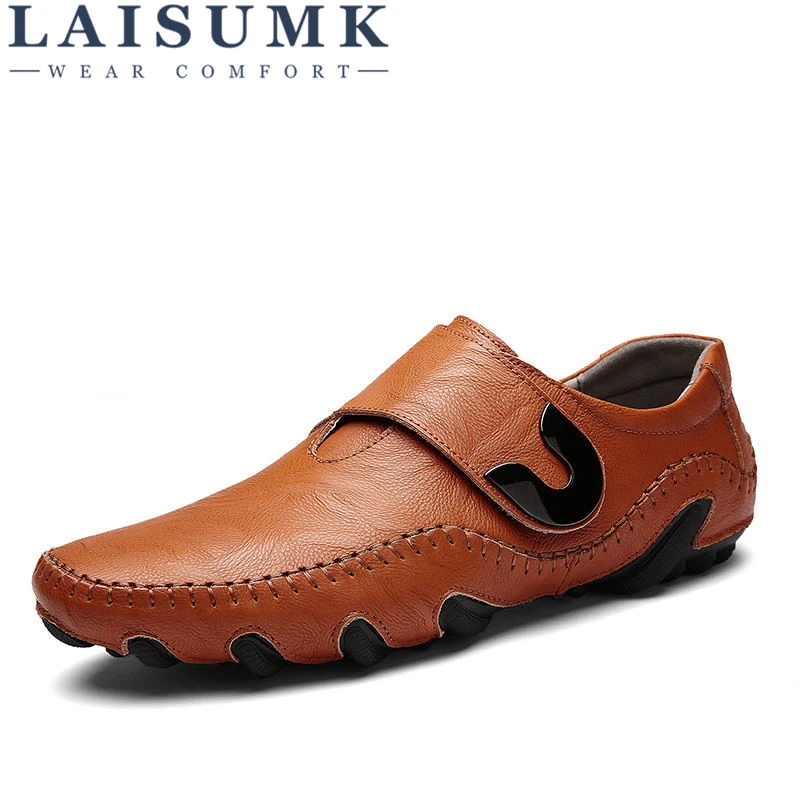 

LAISUMK Men's Shoes Handmade Genuine Leather Men Casual Shoes, Fashion Designer Men Leather Shoes, Winter Men Shoes