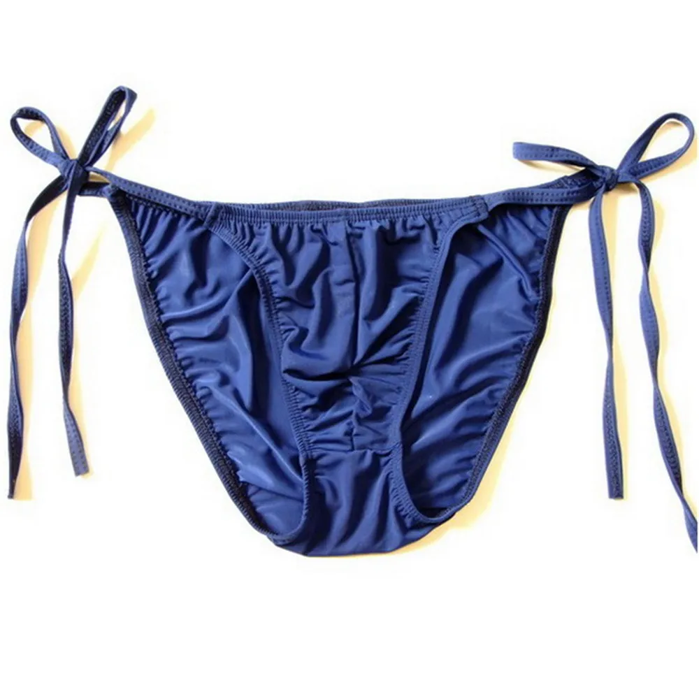 Strappy мужские сексуальные трусы Полупрозрачные Мужские льняные шелковые трусики