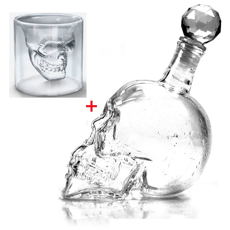 Хрустального черепа Глава Бутылочки графин розлива Творческий Стекло череп