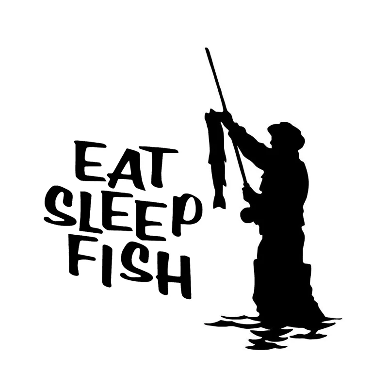 

35cm EAT SLEEP FISH Fisherman Fashion Vinyl Car Styling Car Sticker Decor