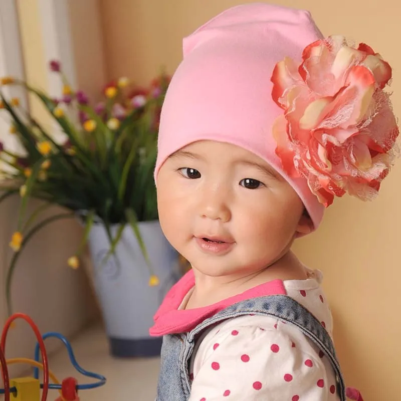 2015 новая детская шапка для новорожденных девочек хлопок шапочка Кепки Пион