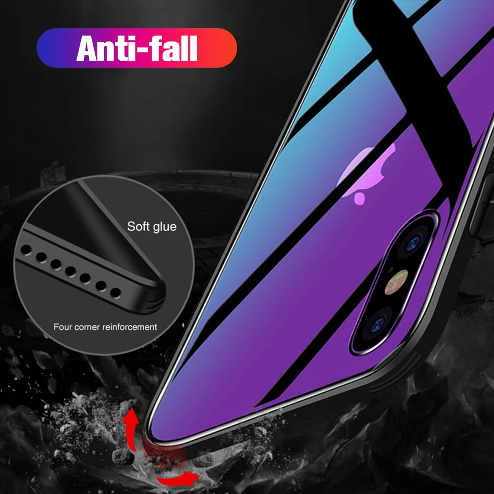 Градиентные чехлы для Iphone Xr из закаленного стекла X 8 7 6 6S Plus XR XS MAX умные аксессуары