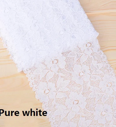 Pure white 10 ярдов/партия, 16 см, эластичная кружевная лента для шитья, украшения, платье, рубашка, одежда, ткань - Цвет: Pure white