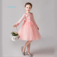 janeygao flower girl dresses for wedding party with long sleeves girls princess dress korean new style elegant girl formal gown