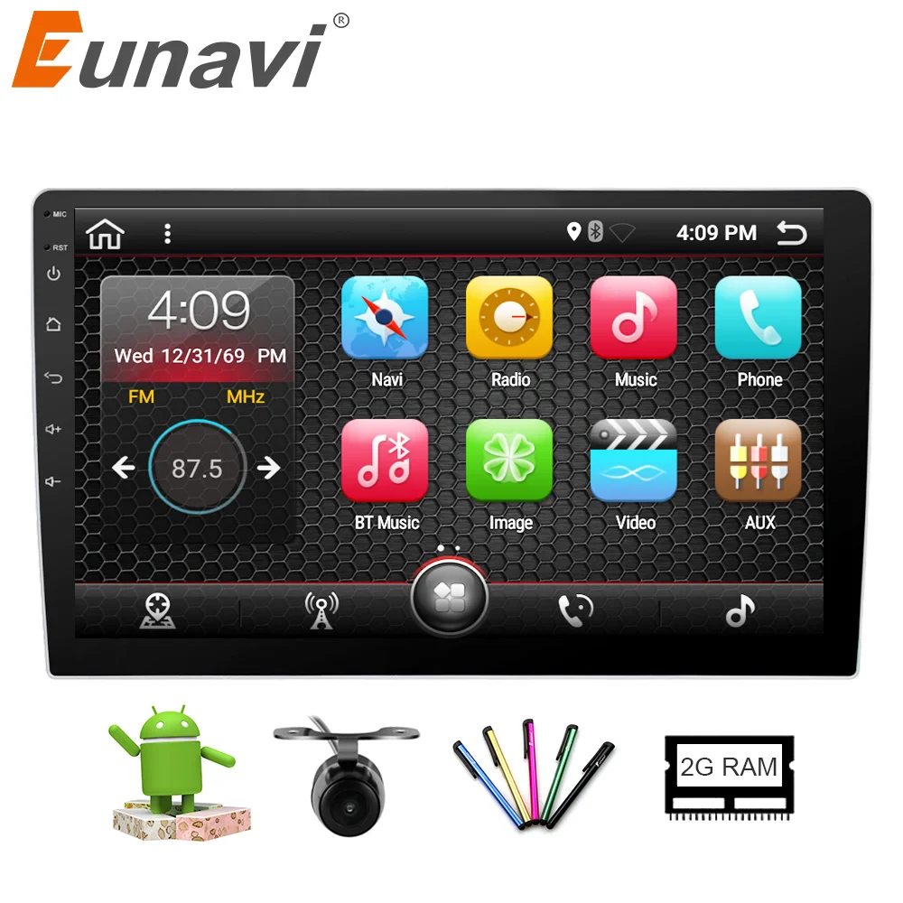 Eunavi 2GB RAM 10.1&quot 2 Din Android 7.1 Car Radio Stereo GPS Navigation System Head Unit Universal with steering wheel control |