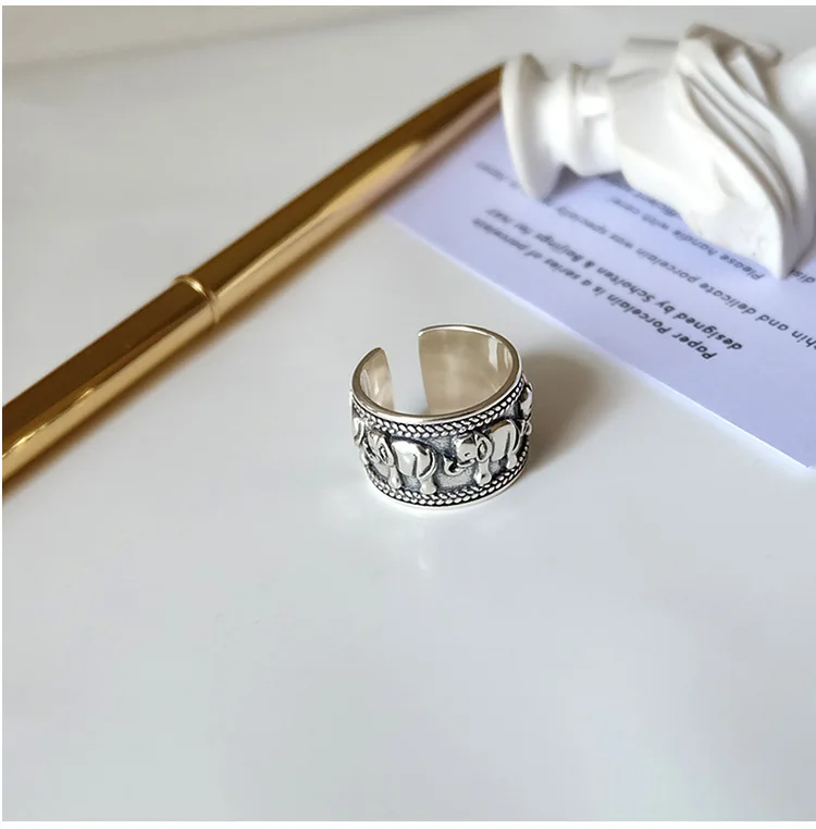 DIEERLAN Bijoux, модные, богемные, слон, антикварные, большие кольца, винтажные, свадебные украшения, 925 пробы, серебряные кольца для женщин, дам