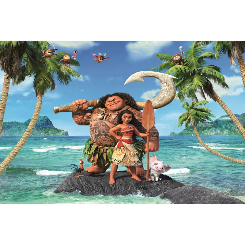 7x5FT фон фотография Моана принцесса Waialiki Мауи зеленый пляж Vaiana океан пользовательские фото студия фон баннер