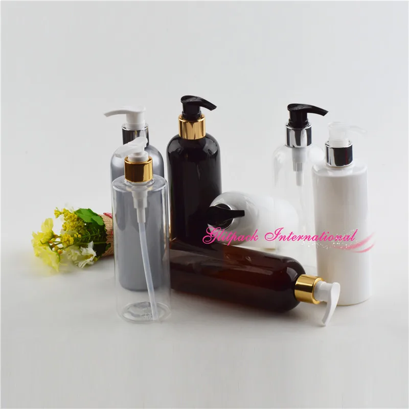 300ml bottle refillable Gold Pump PET Empty bottles for shampoo soap pump dispenser silver cover plastic 10oz pearl gray | Красота и