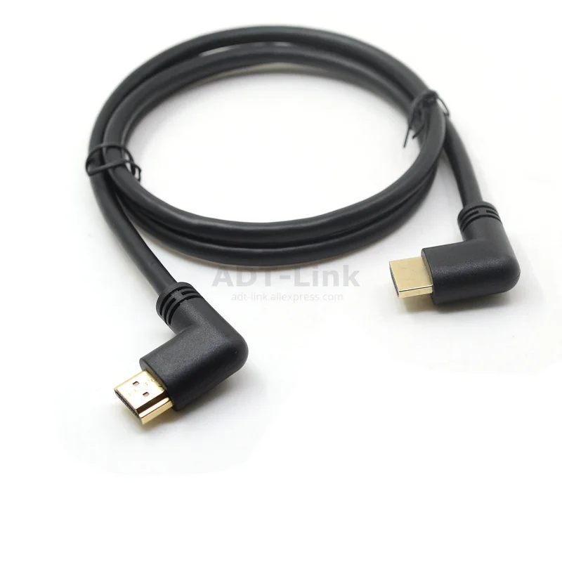 Левый или правый угловой HDMI 2,0 Мужской к HDMI правый левый локоть мужской удлинитель 15 см 50 см 1 м, HDMI 2,0 в Угловой кабель 4 к* 2 к@ 60 Гц
