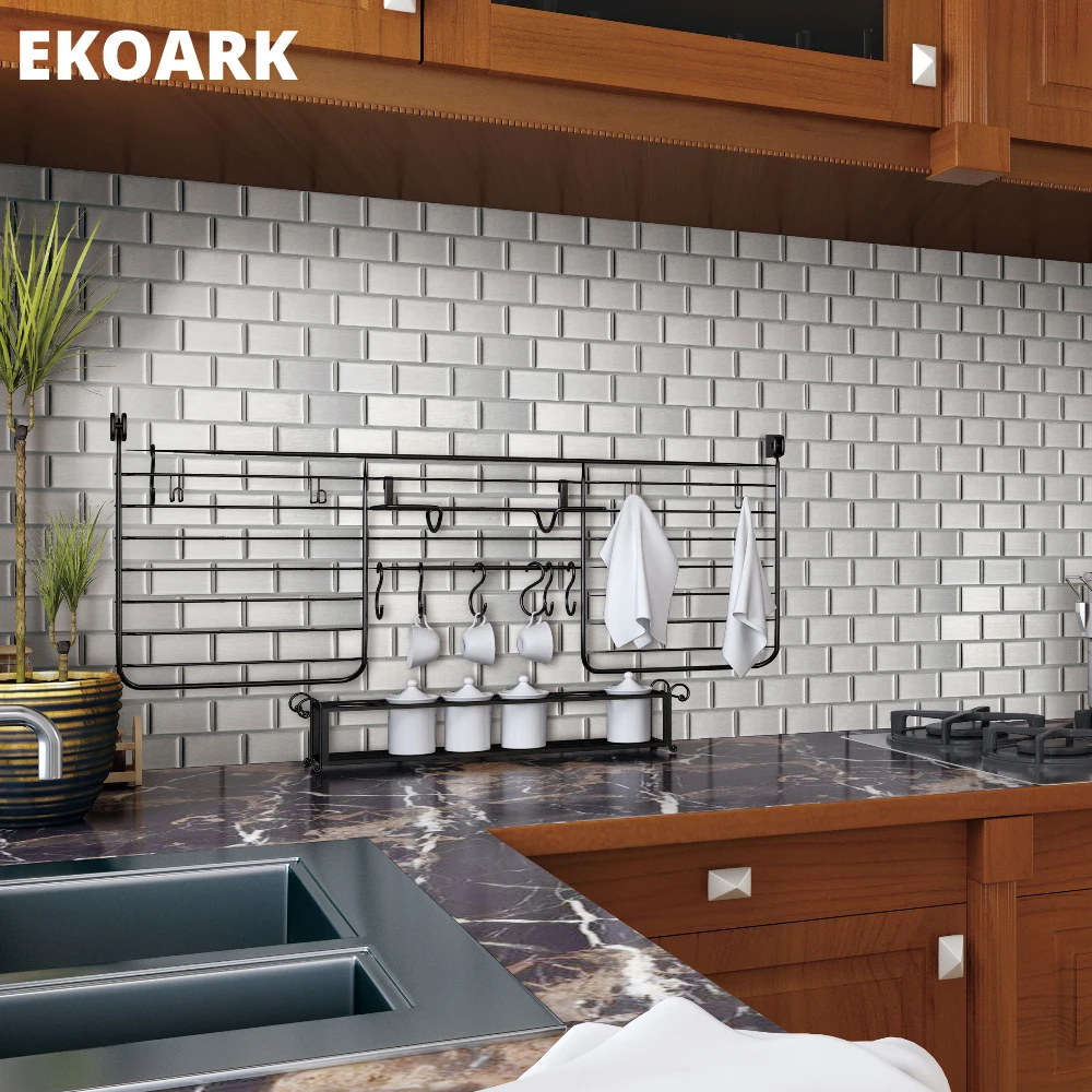 6 упак./лот 25*25 см 3D стены Стикеры самоклеящаяся muur Стикеры для декора комнаты Кухня/Стикеры в ванную серебро кирпич Стикеры s mura