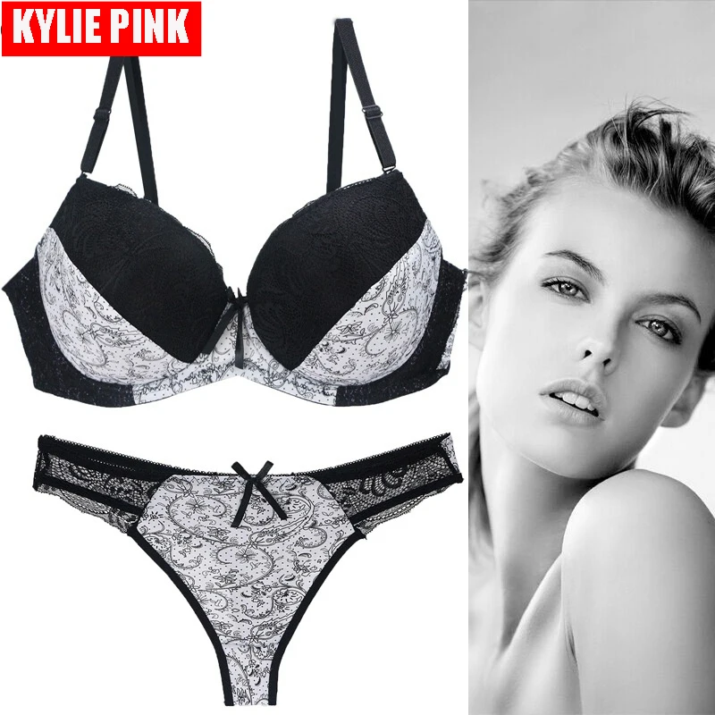 KYLIE розовый женский комплект из бюстгальтера и трусиков, сексуальный кружевной бюстгальтер пуш-ап, нижнее белье для девушек размера плюс, удлиненный, Прямая поставка